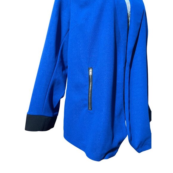 Shein Curve Royal Blue Jacket Open Front Blazer W Zip Simulate Pockets Size 1X - Picture 9 of 12